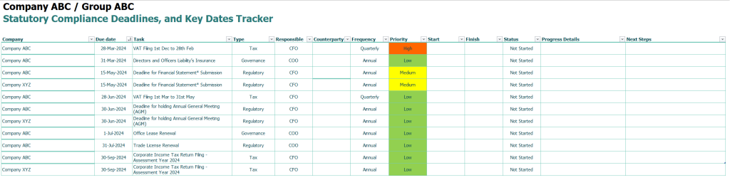 A user-friendly, customizable, and free Statutory Compliance Tracker for Small Businesses